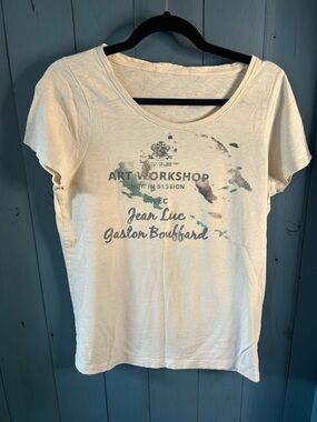 J. Crew Cream Short Sleeve Art Workshop Graphic Tee | Size Large